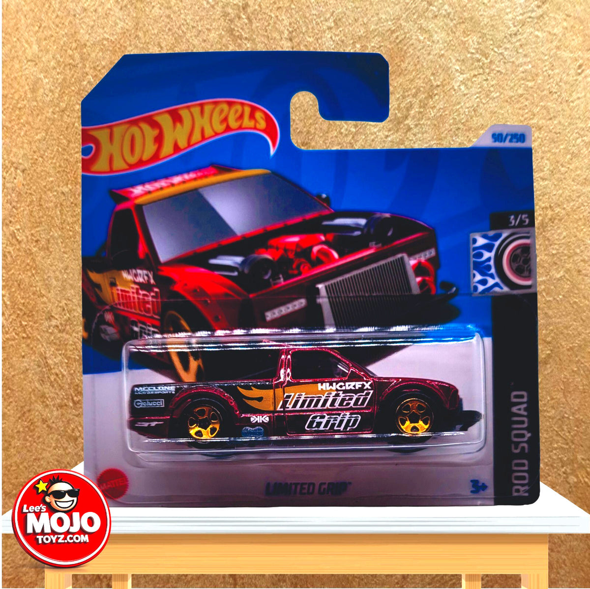 Hot Wheels Rod Squad 3/5 (2021) Red Limited Grip Toy Car 50/250 - (Short Card)