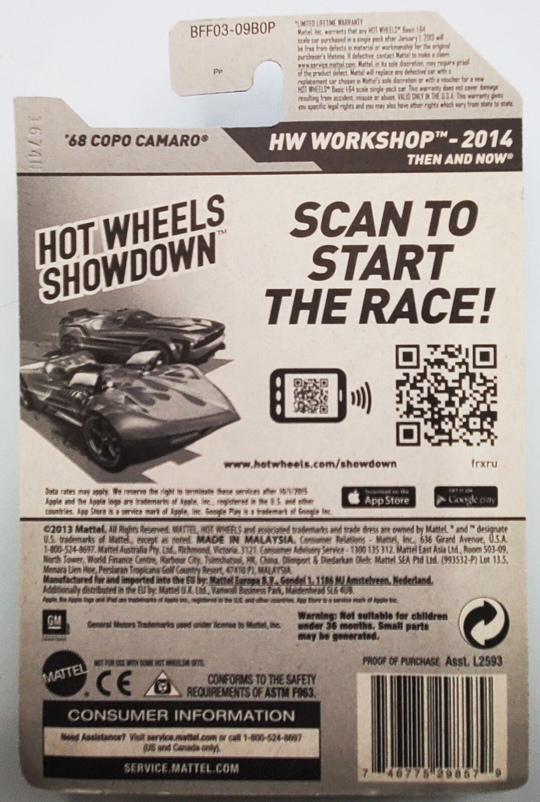 2014 Hot Wheels HW Workshop ‘68 Copo Camaro White  New on Blister Card !