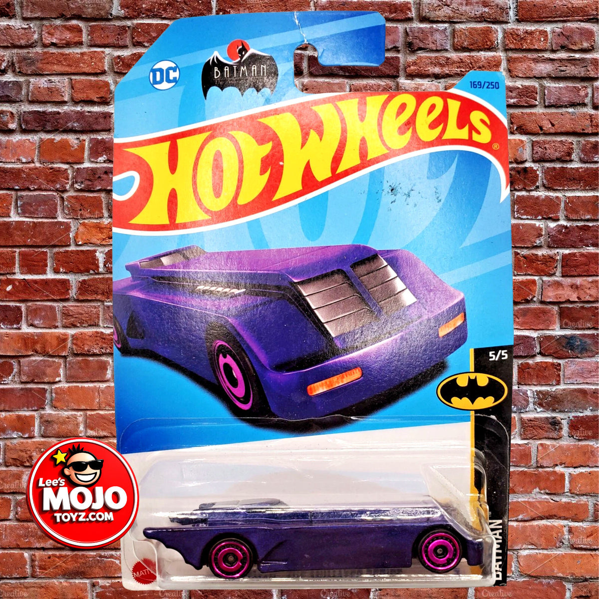 HW Batman The Animated Series Batmobile Purple NEW ON NON-PERFECT BLISTER CARD