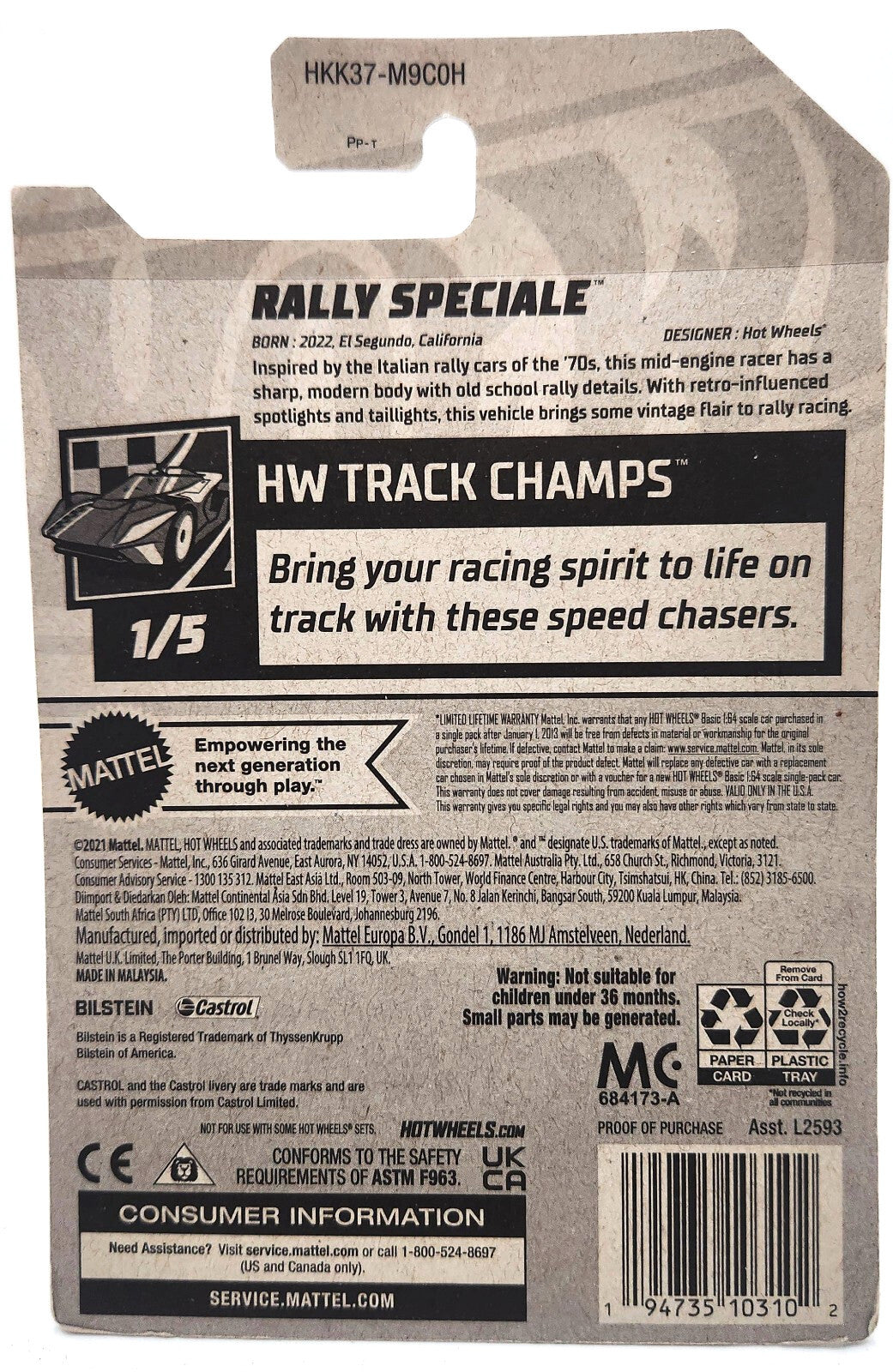 Hot Wheels Rally Speciale (2023 Series Recolor) NEW ON BLISTER !!