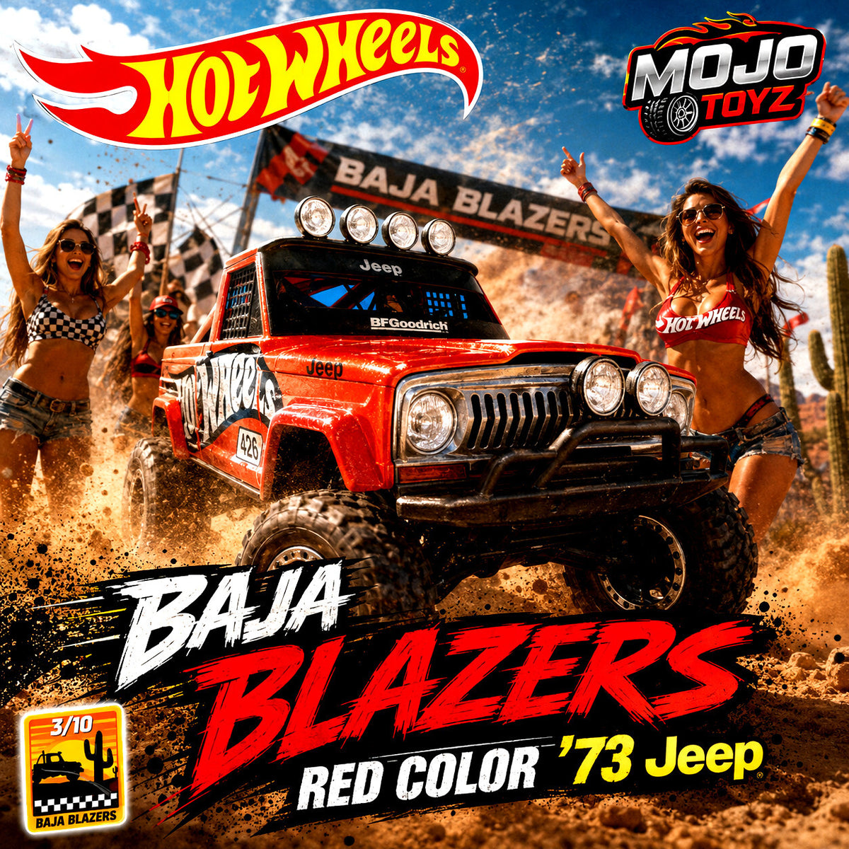 2023 Hot Wheels RED BAJA BLAZERS  '73 Jeep NEW ON SHORT CARD BLISTER !!