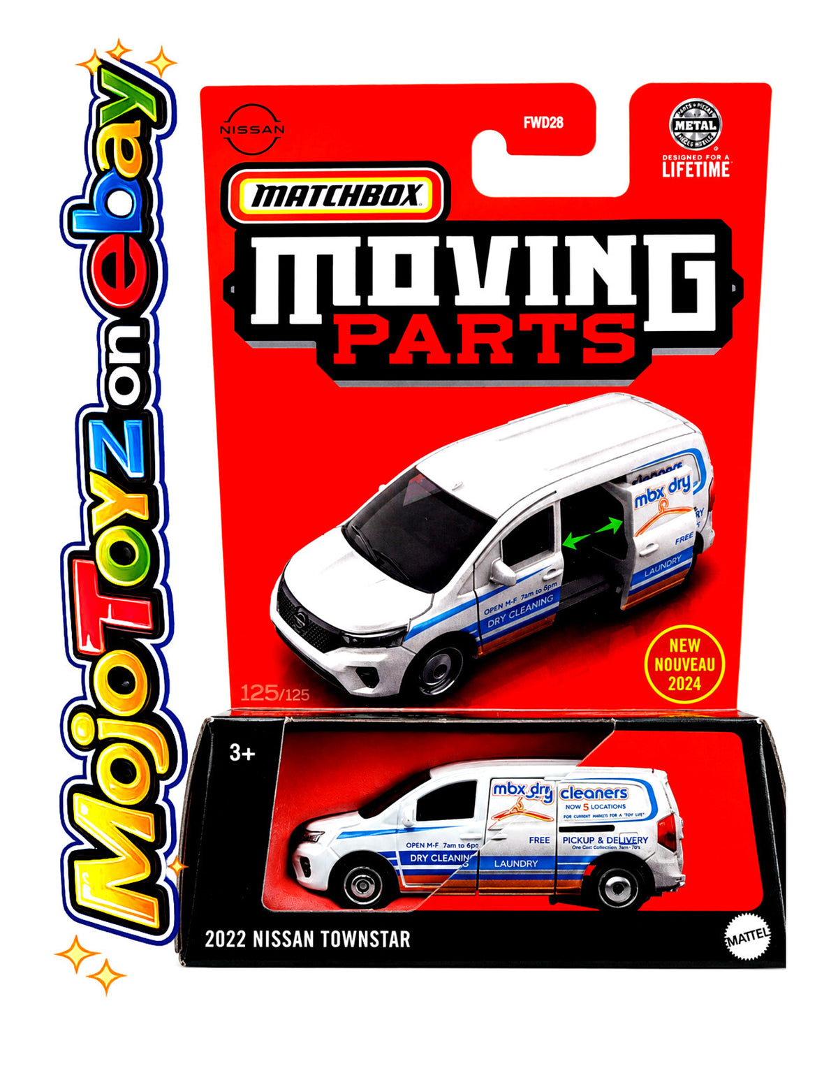 New 2024 Matchbox 1:64 Diecast 2022 Nissan Townstar Van with Moving Parts NEW !!
