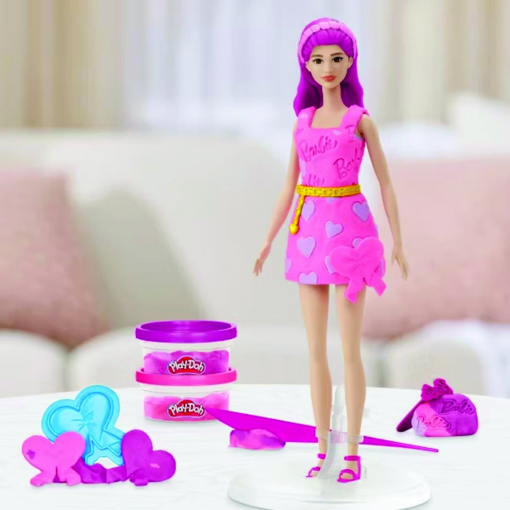 Play-Doh Barbie Hearts and Hair Set Make Doll Clothes & 10 Fashion Accessories