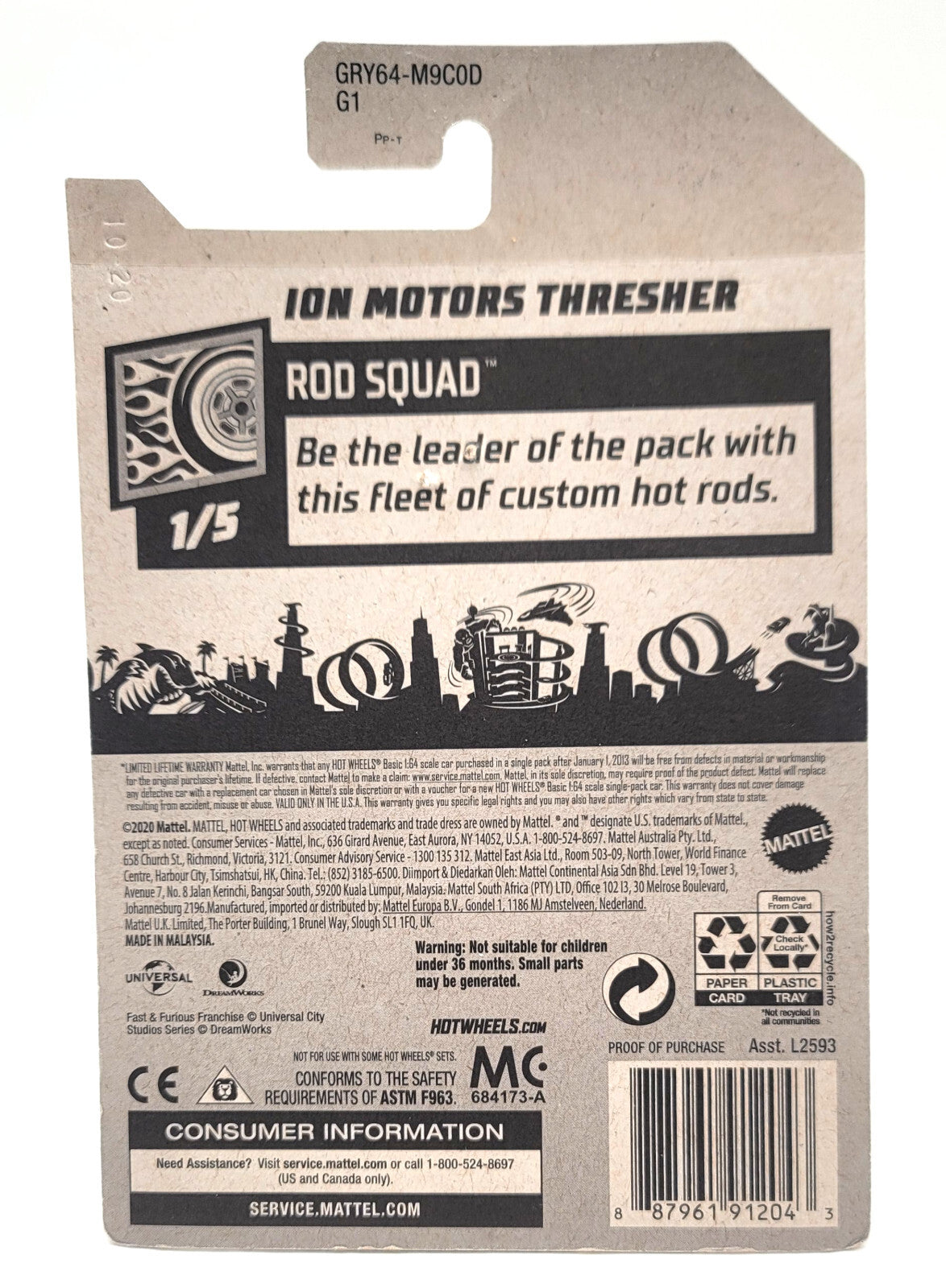 Hot Wheels - 2021 Rod Squad 1/5 Ion Motors Thresher 72/250 (BBGRY64)