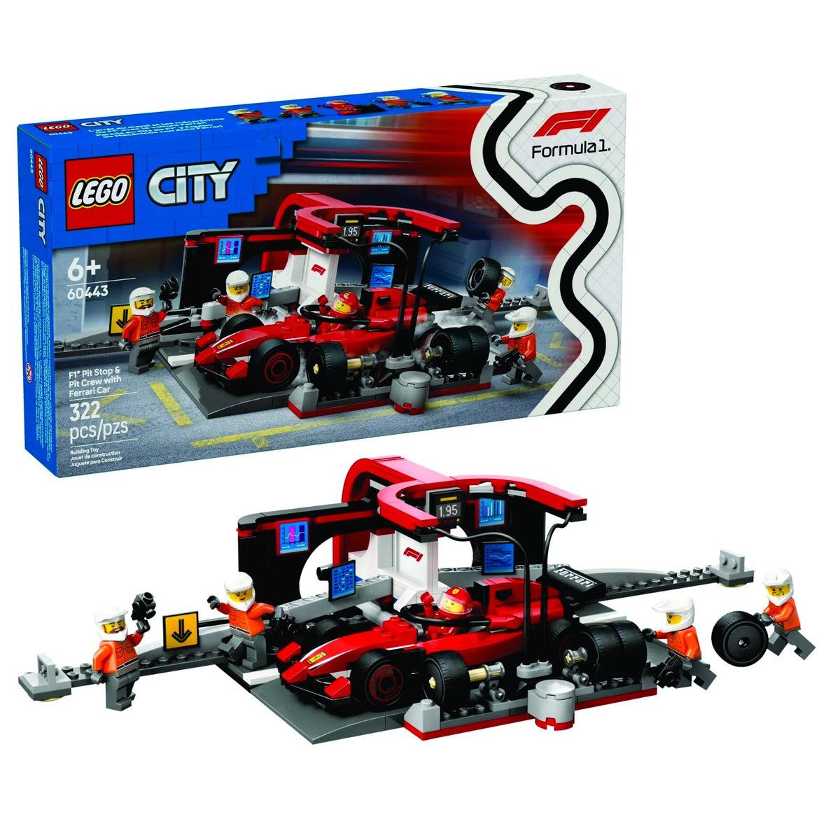 LEGO CITY: F1 Pit Stop & Pit Crew with Ferrari Car (60443) NEW IN BOX