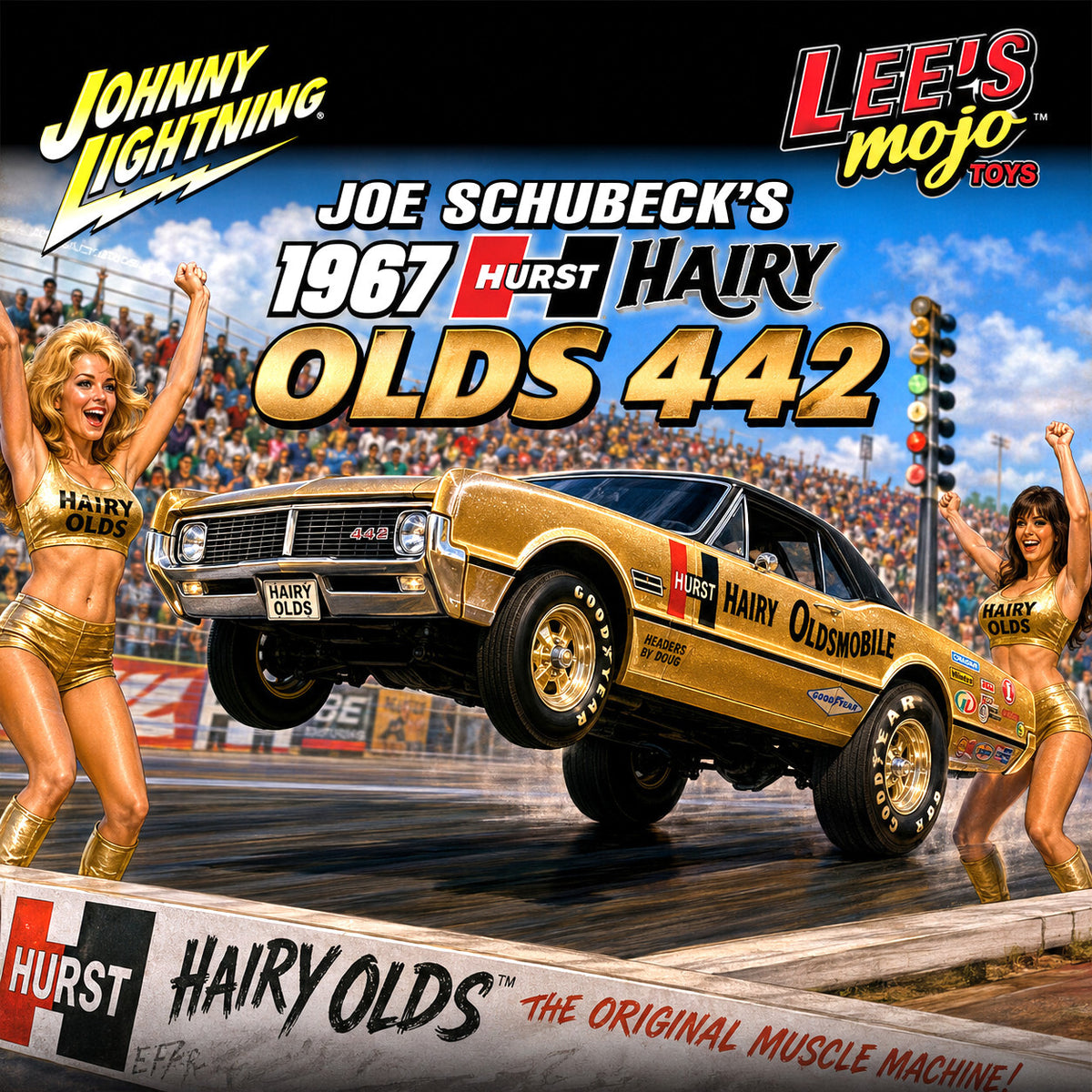 JOHNNY LIGHTNING Show Stoppers! JOE SCHUBECK'S 1967 Hurst Harry OLDS 442 1:64