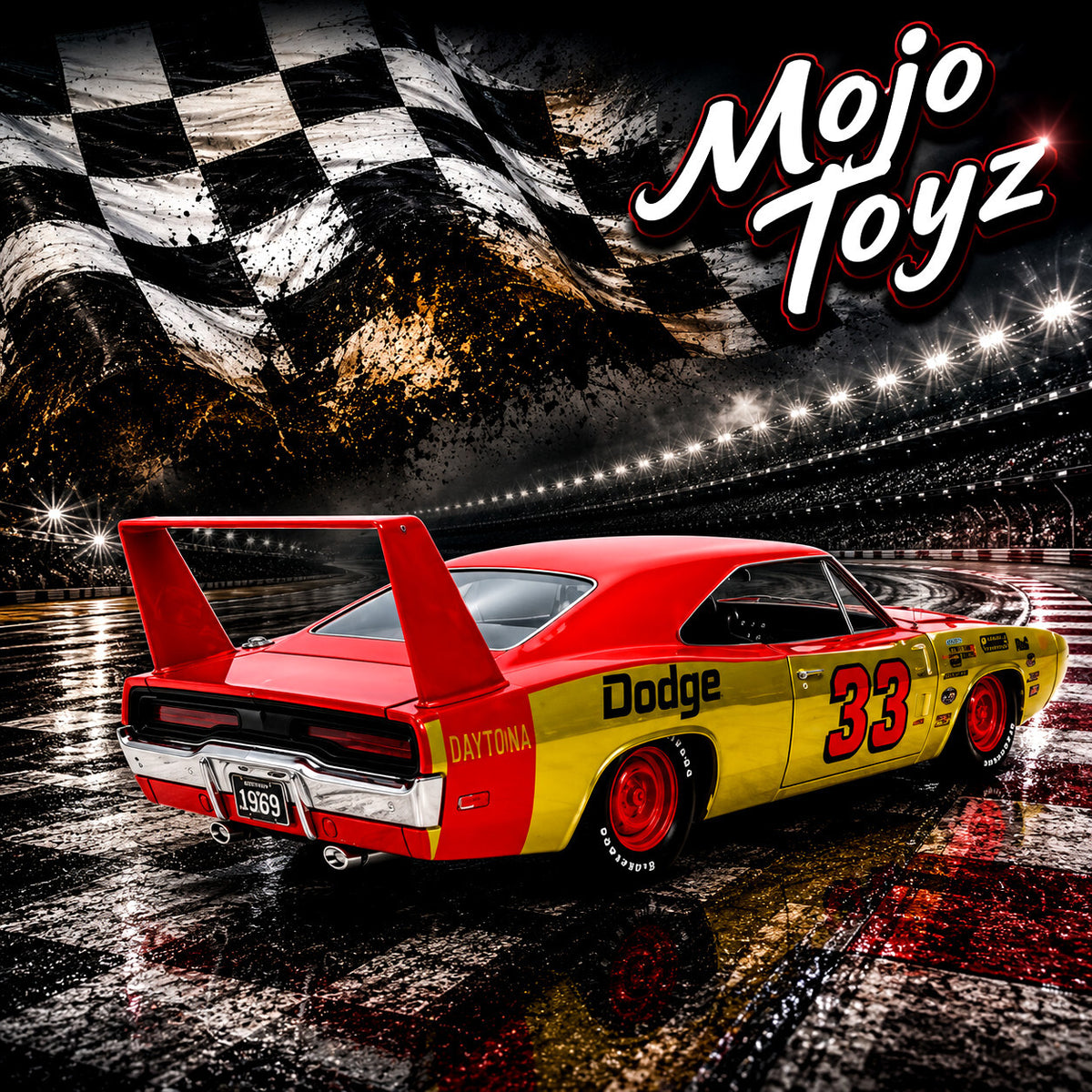 Bigtime Muscle 1969 Red Dodge Charger Daytona 1:24 Scale Die-Cast Metal Vehicle