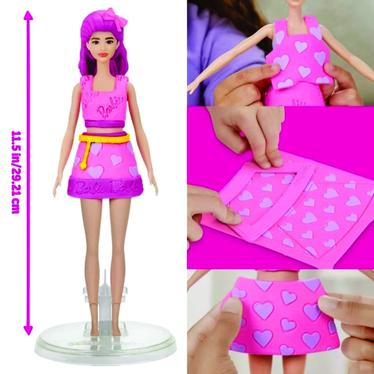 Play-Doh Barbie Hearts and Hair Set Make Doll Clothes & 10 Fashion Accessories