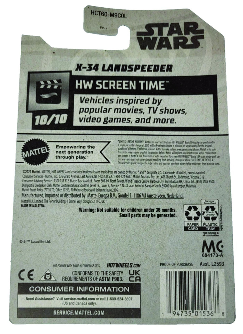 Hot Wheels StarWars X-34 Landspeeder New on Blister FREE SHIPPNG !!