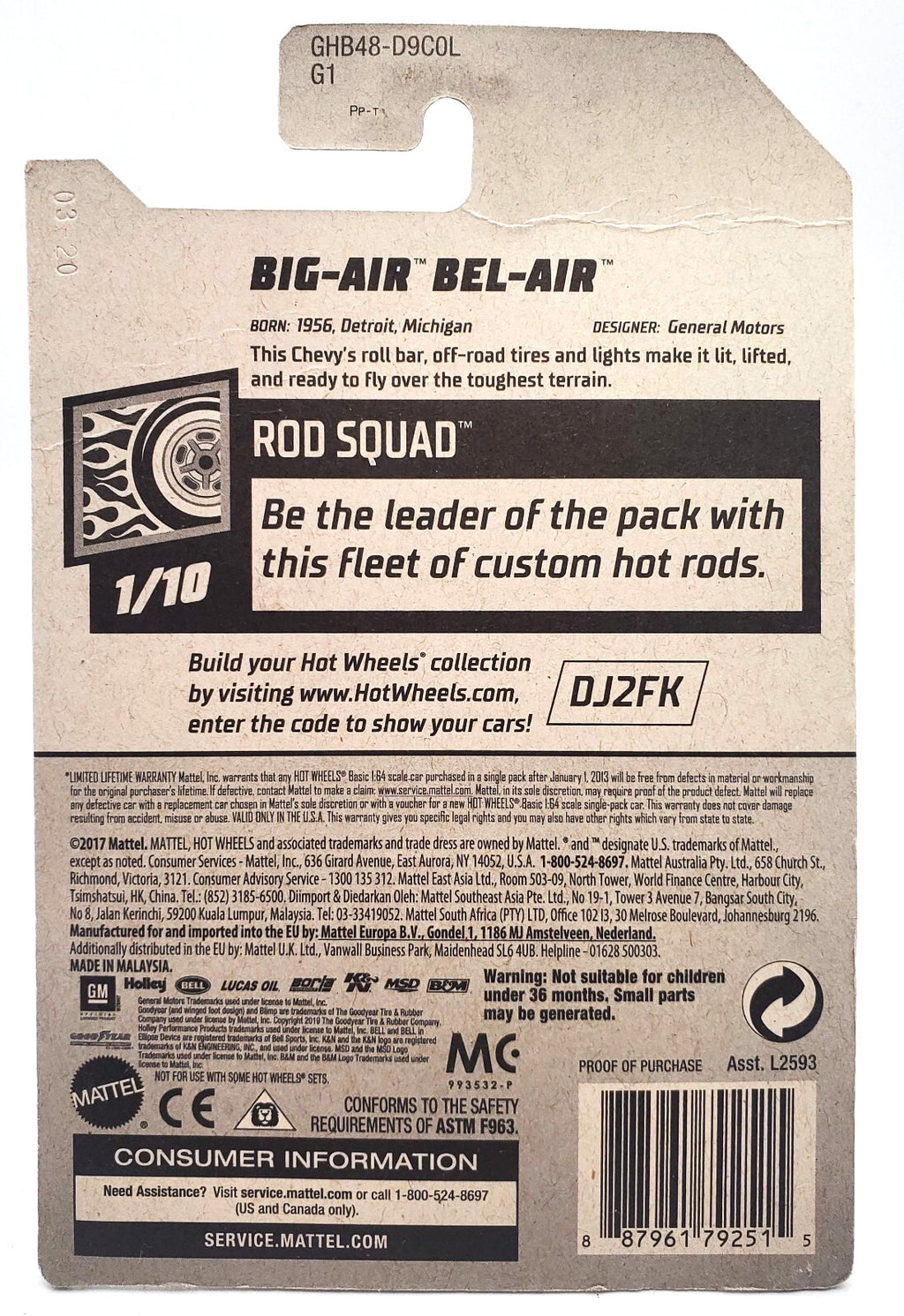 2020 Hot Wheels ROD SQUAD Big-Air Bel-Air New on Blister