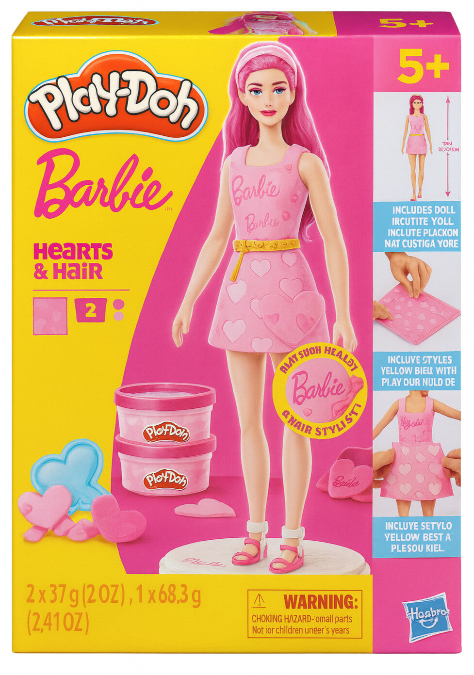 Play-Doh Barbie Hearts and Hair Set Make Doll Clothes & 10 Fashion Accessories