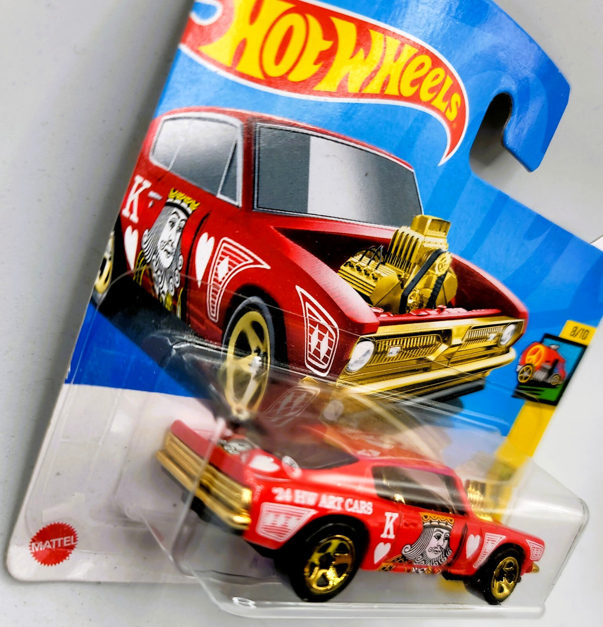 2024 HOT WHEELS KING KUDA HW ART CARS 8/10 RED SHORT CARD New on Blister !!