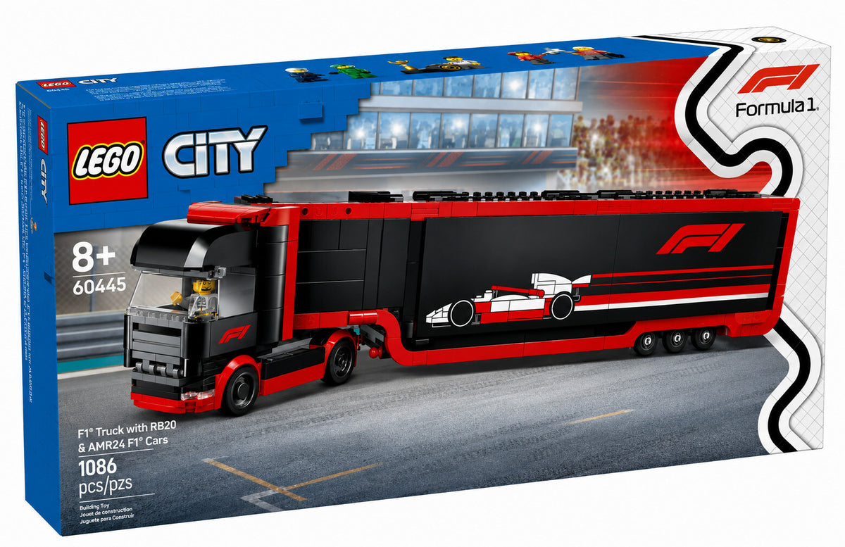 LEGO CITY: F1 Truck with Rb20 & Amr24 F1 Cars  #60445  New in sealed box.