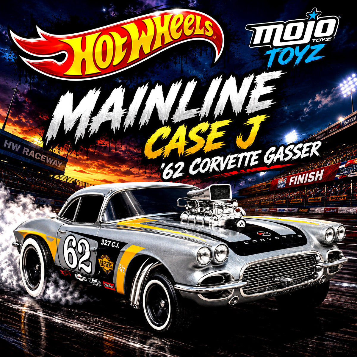 HOT WHEELS MAINLINE CASE J '62 CORVETTE GASSER -SHORT CARD NEW ON BLISTER !!