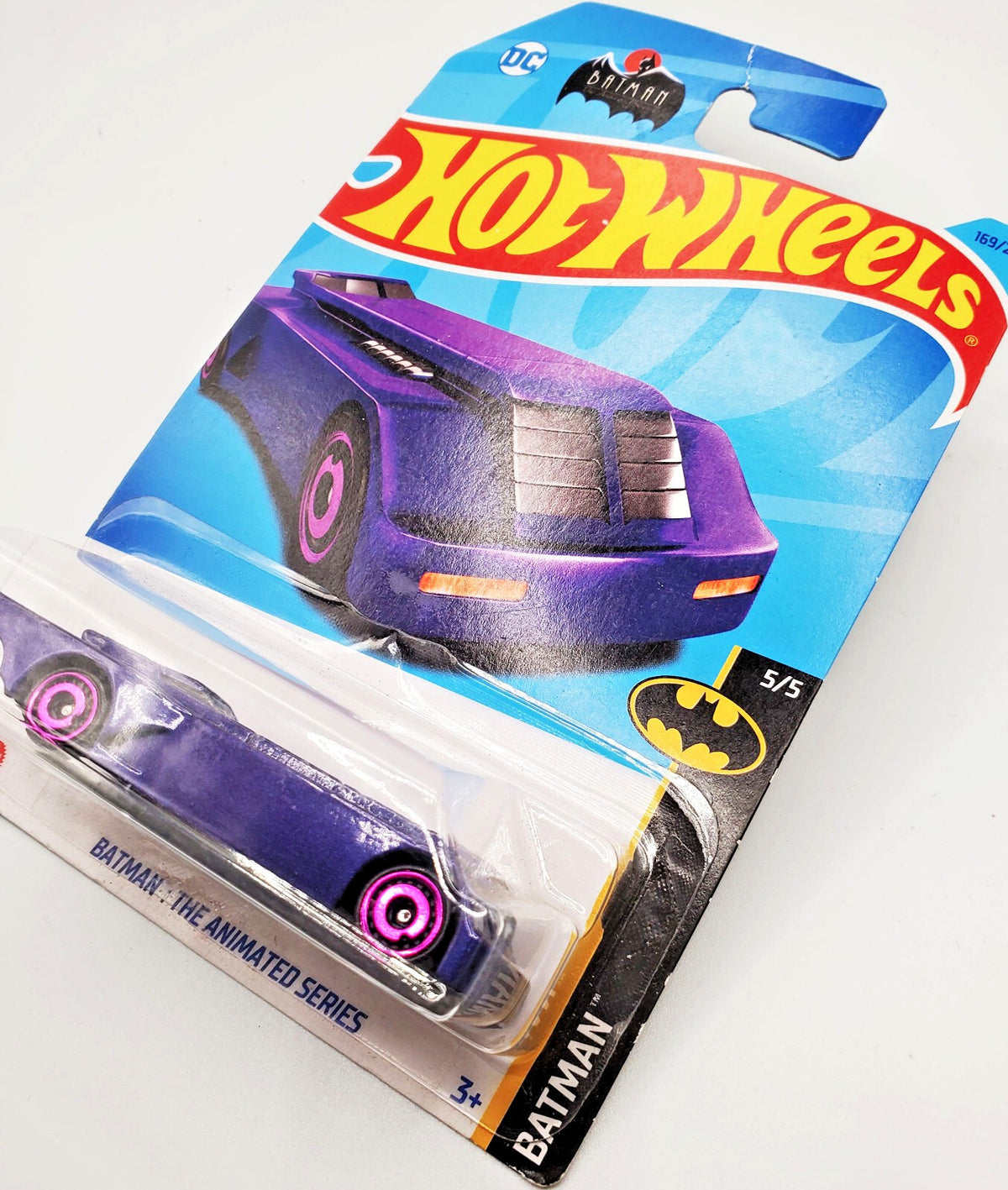HW Batman The Animated Series Batmobile Purple NEW ON NON-PERFECT BLISTER CARD