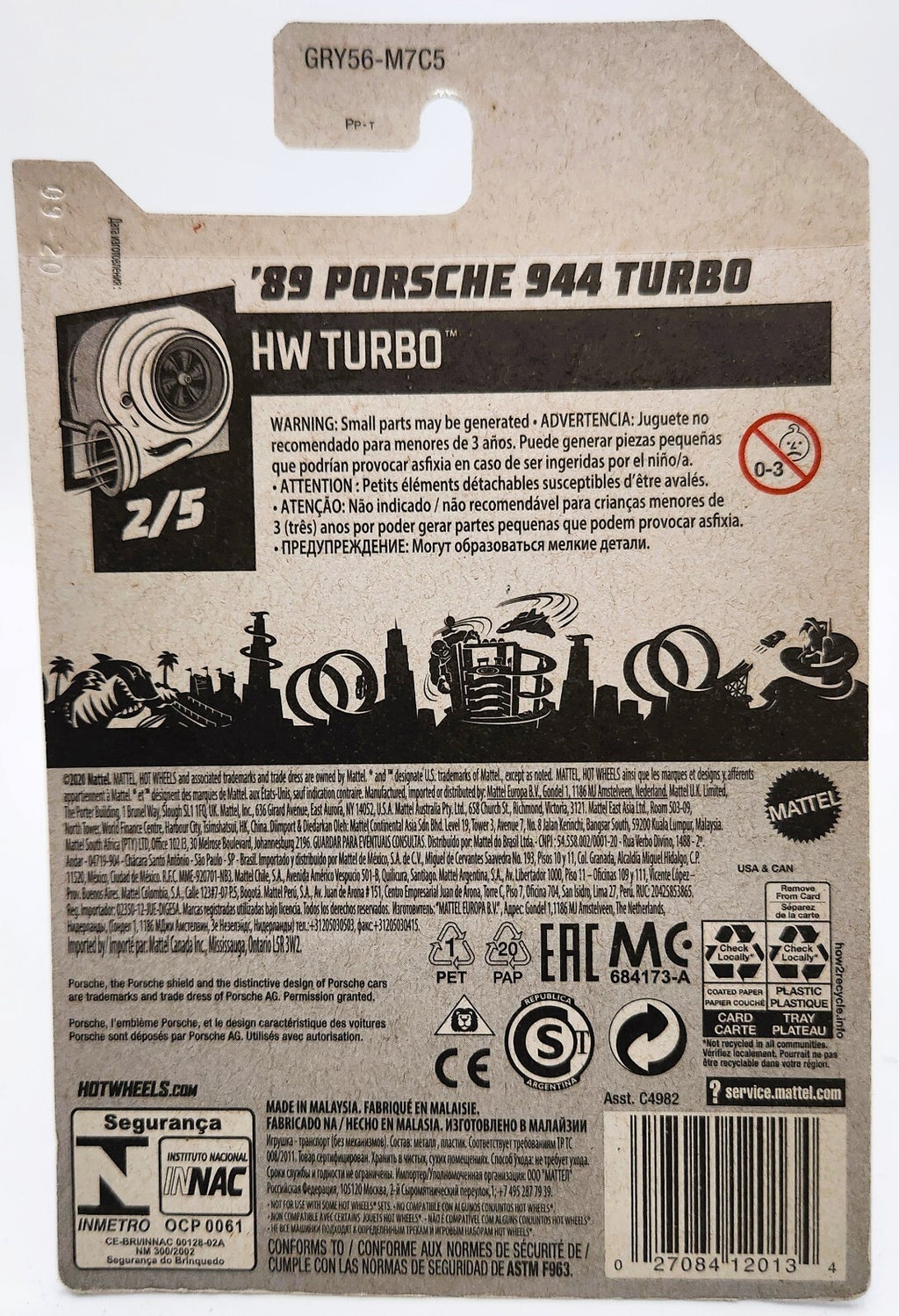 Hot Wheels HW Turbo 2/5 '89 Porsche 944 Turbo 45/250 Blue