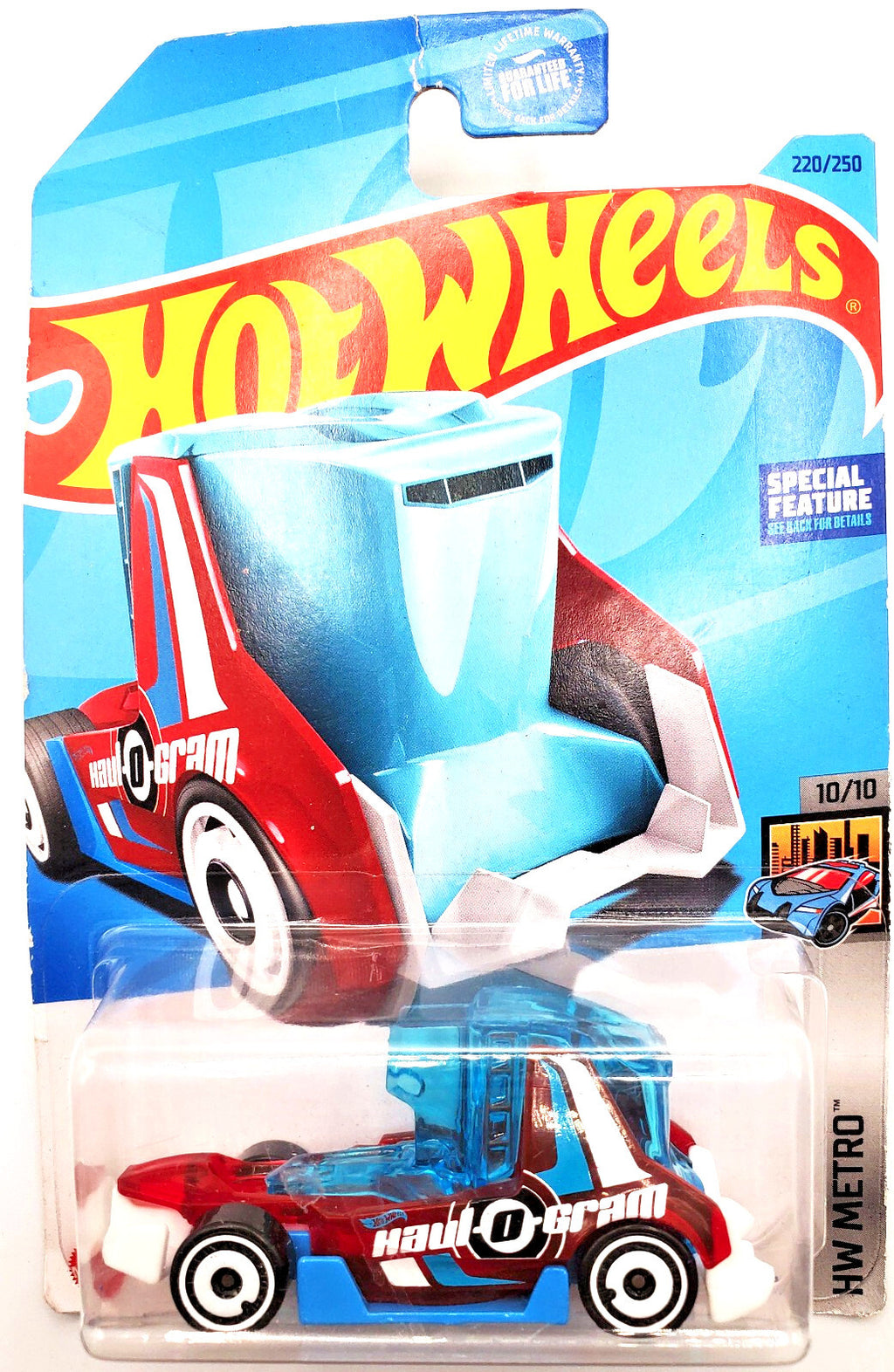 Hot Wheels 2023 Haul-O-Gram #220 Blue/Red NEW on Non-Perfect Blister Card
