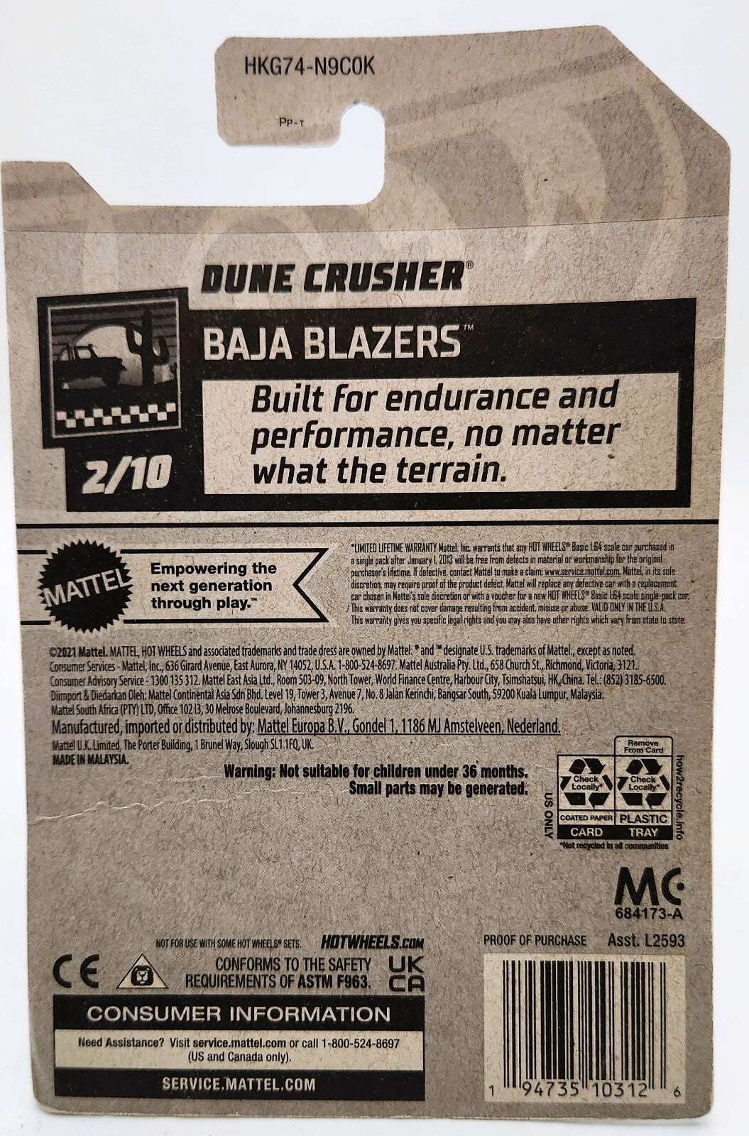 Hot Wheels 2023 Dune Crusher #182 Purple NEW IN PACKAGE