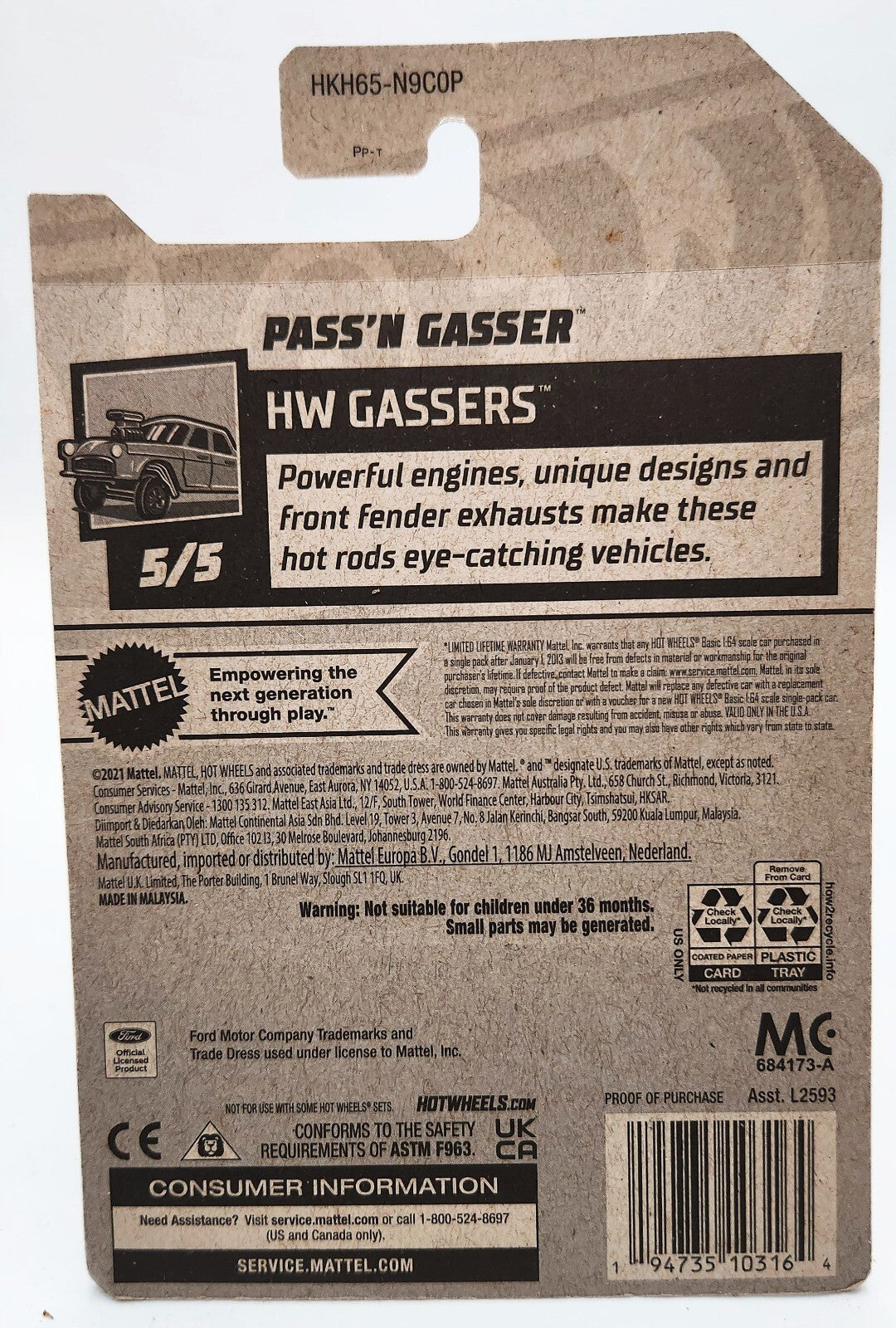 2023 HOT WHEELS PASS'N GASSER ~ '37 FORD COUPE, HW GASSERS #5/5, NEW ON BLISTER