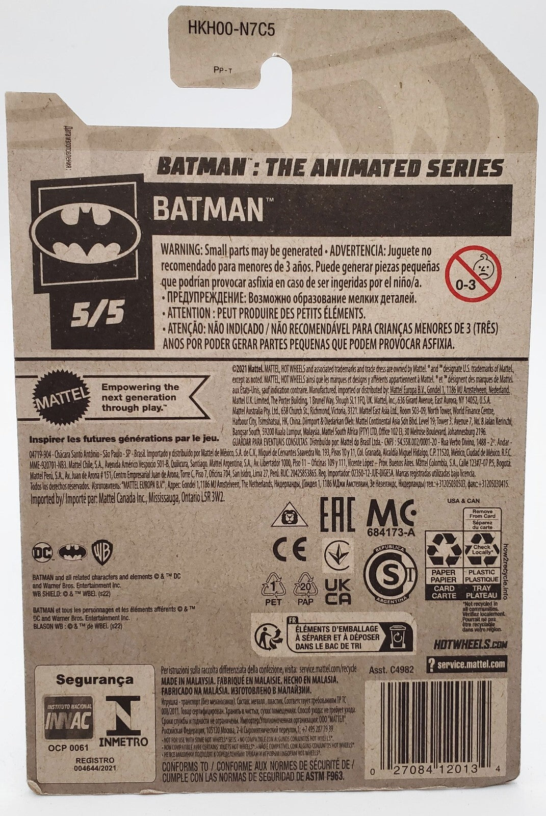 HW Batman The Animated Series Batmobile Purple NEW ON NON-PERFECT BLISTER CARD