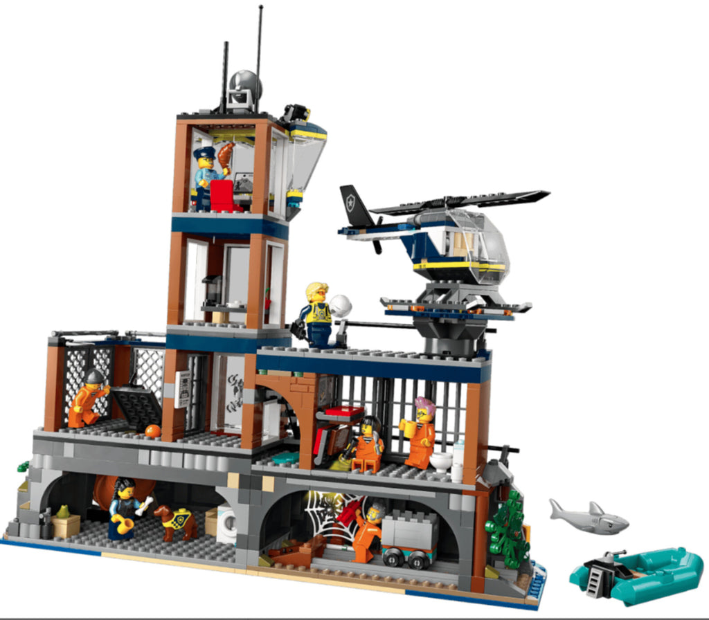60419 POLICE PRISON ISLAND Lego City Town Legos set Helicopter Boat Shark NEW
