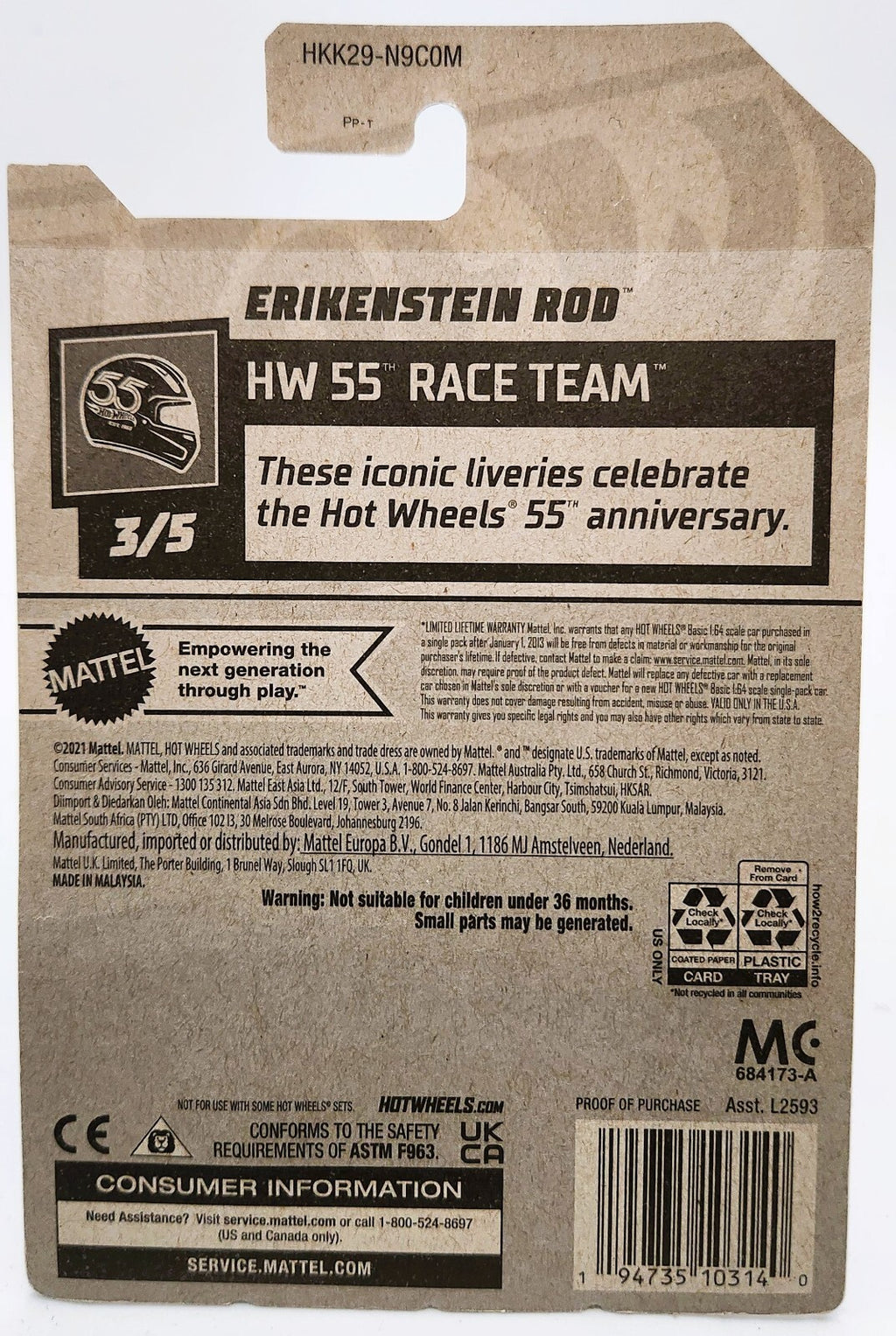 Hot Wheels - 2023 HW 55 Race Team 3/5 Erikenstein Rod 86/250 (BBHKK29) UNOPENED