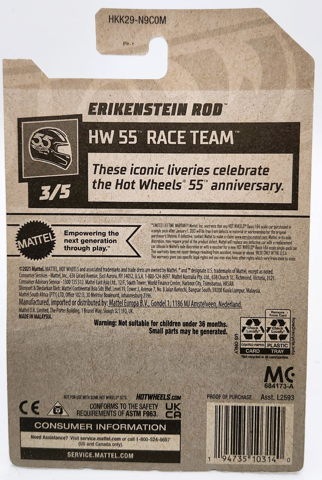 Hot Wheels - 2023 HW 55 Race Team 3/5 Erikenstein Rod 86/250 (BBHKK29) UNOPENED