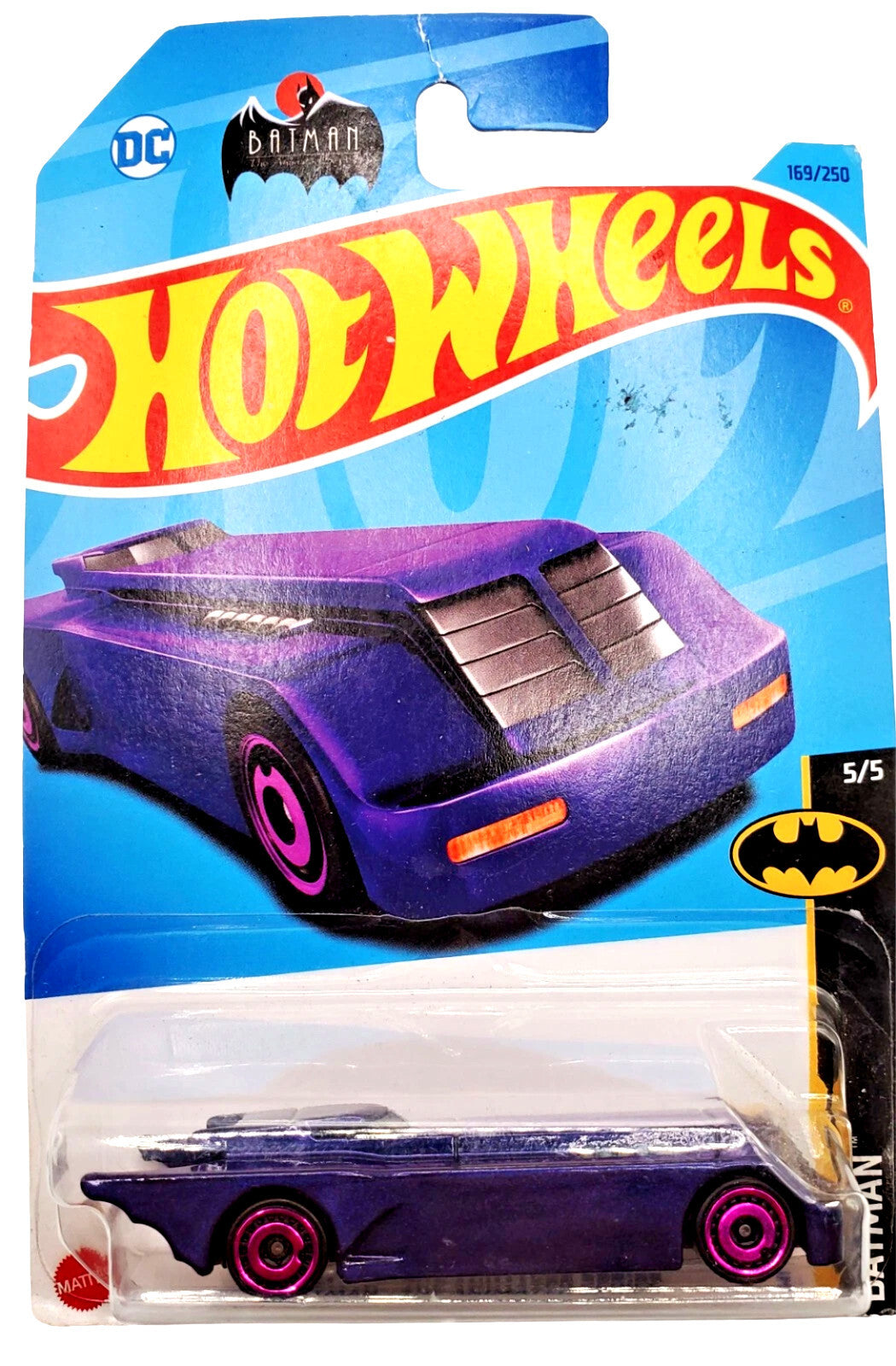 HW Batman The Animated Series Batmobile Purple NEW ON NON-PERFECT BLISTER CARD
