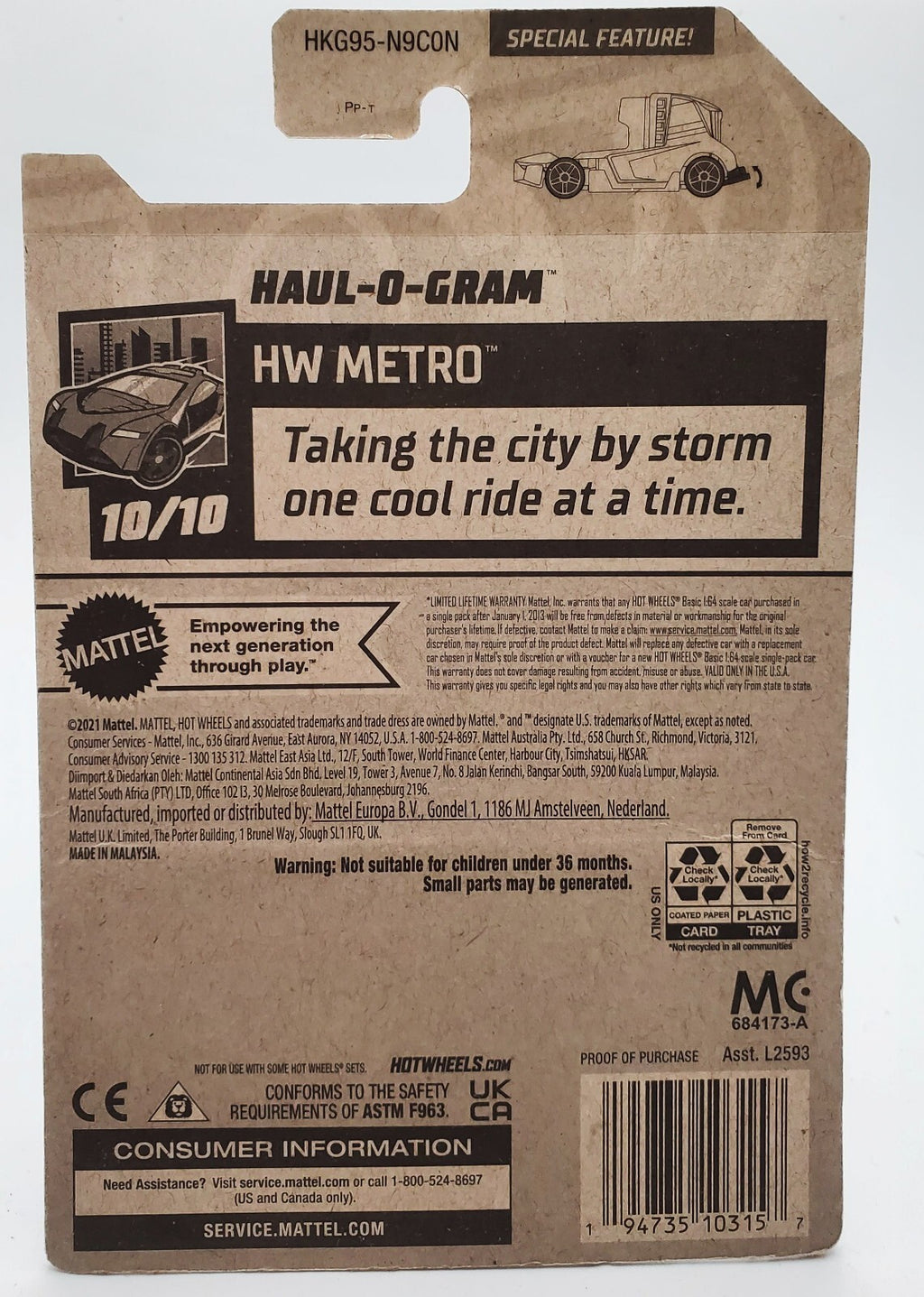 Hot Wheels 2023 Haul-O-Gram #220 Blue/Red NEW on Non-Perfect Blister Card