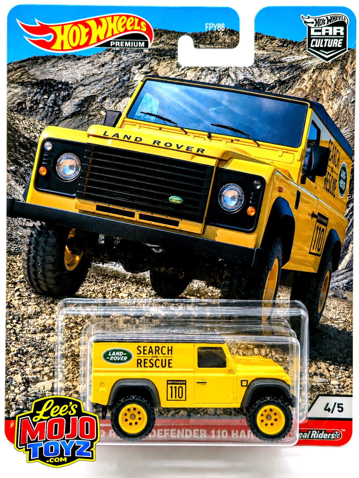 2020 Hot Wheels Premium Wild Terrain 4/5 LAND ROVER DEFENDER 110 HARD TOP Yellow
