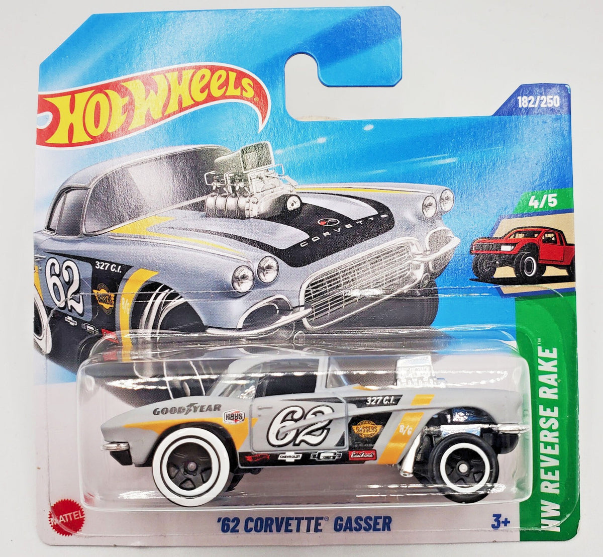 HOT WHEELS MAINLINE CASE J '62 CORVETTE GASSER -SHORT CARD NEW ON BLISTER !!