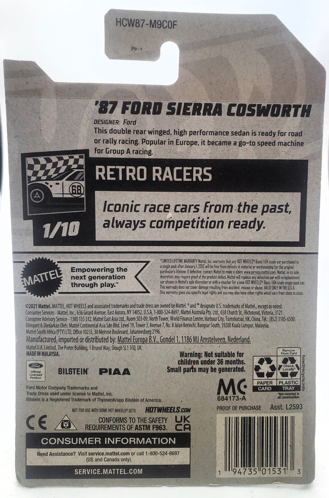 Hot Wheels 87 Ford Sierra Cosworth NEW IN BOX