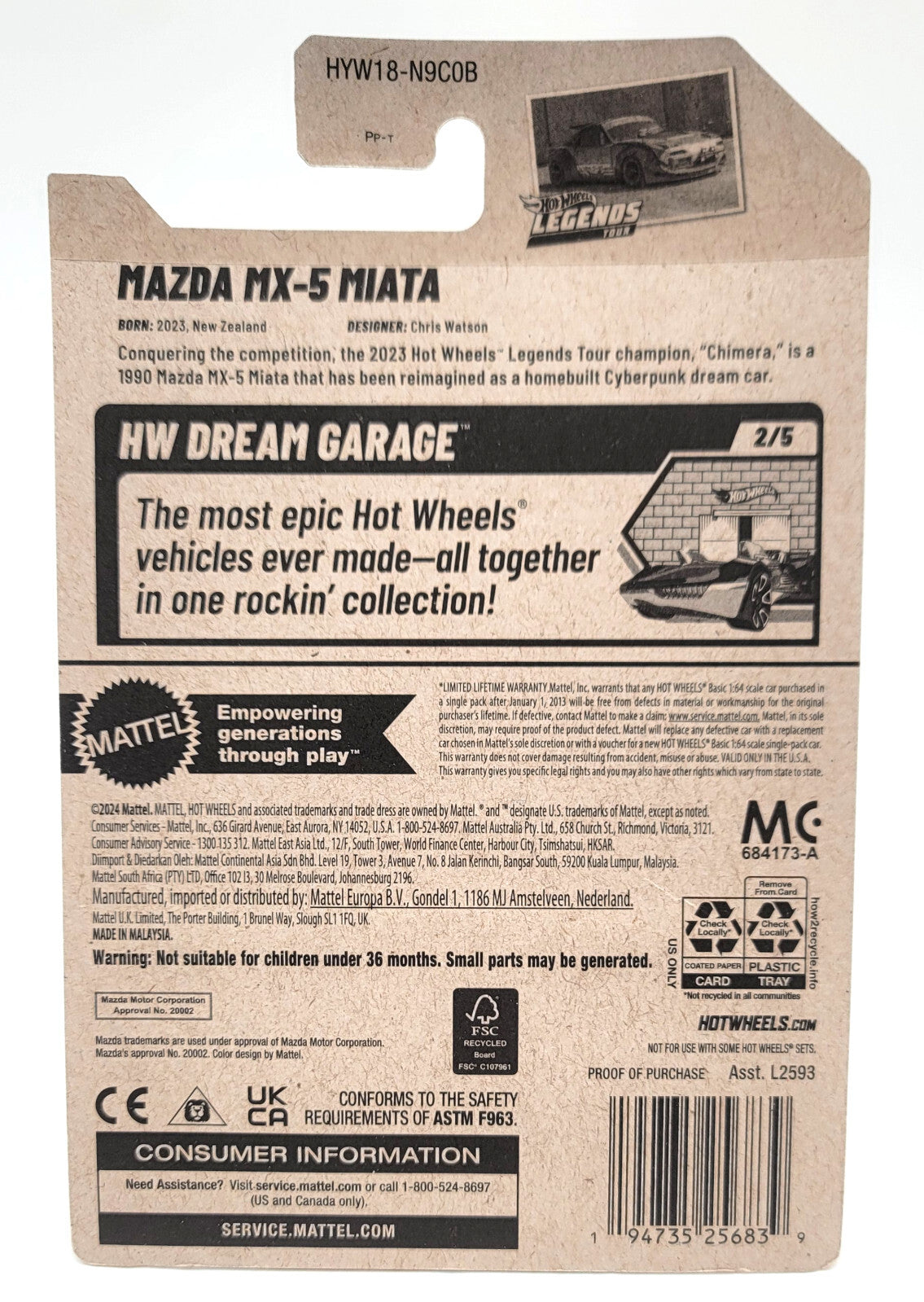Hot Wheels Mazda MX-5 Miata GRAY 2026  NEW ON BLISTER CARD